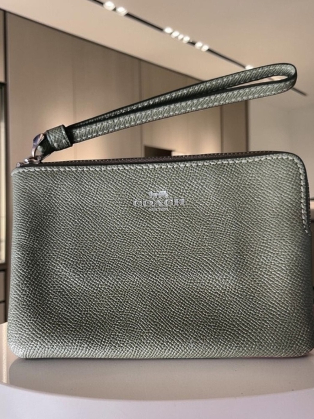 Coach Leather Wristlet Grey-EUC!
